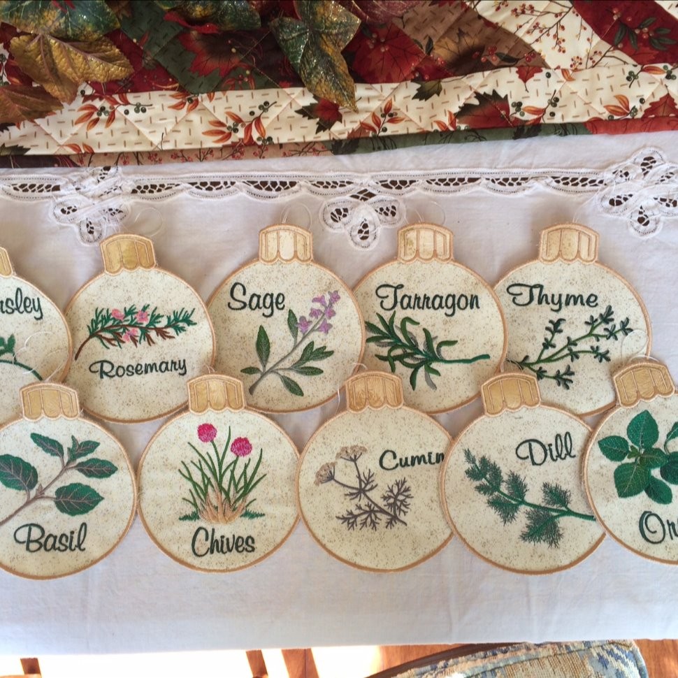 Embroidered Herb Ornaments