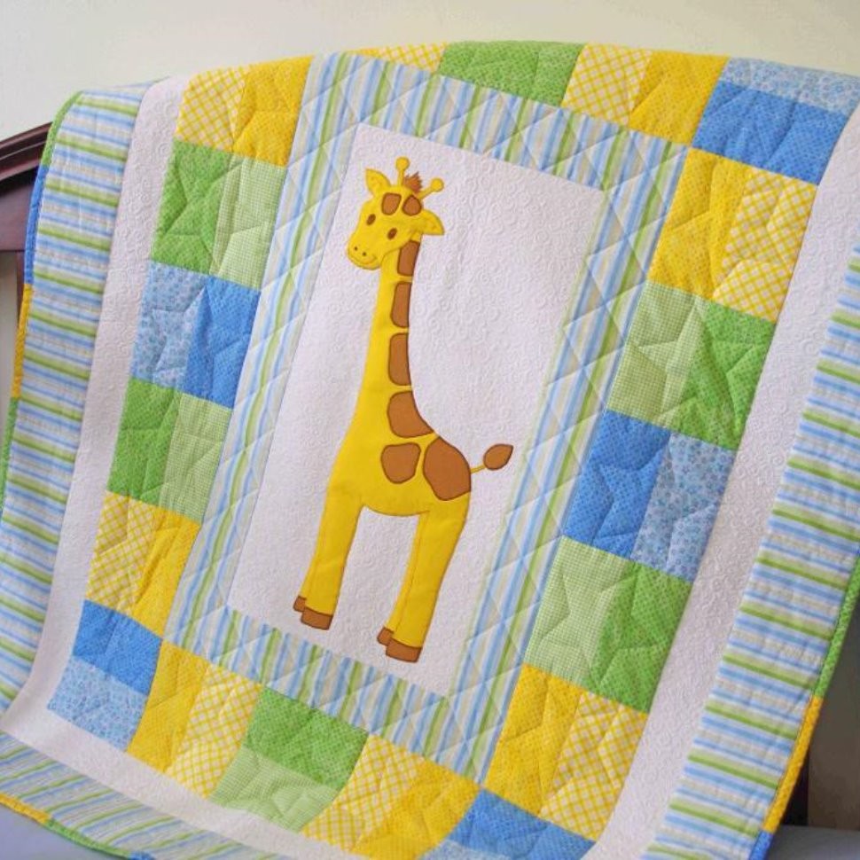Детское лоскутное одеяло с жирафами
