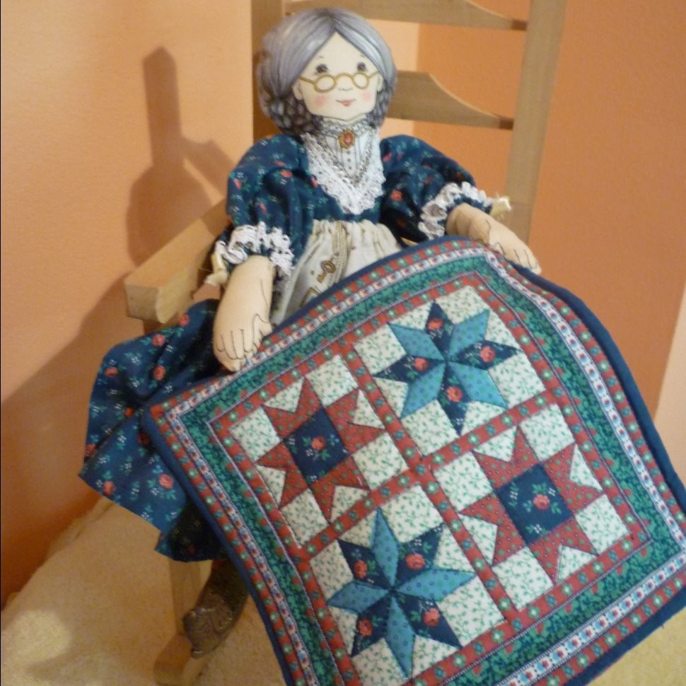 Grandma quilts in her Rocker