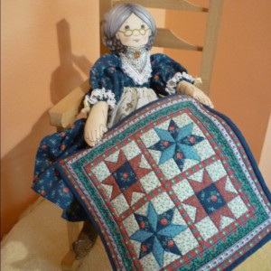 Grandma quilts in her Rocker