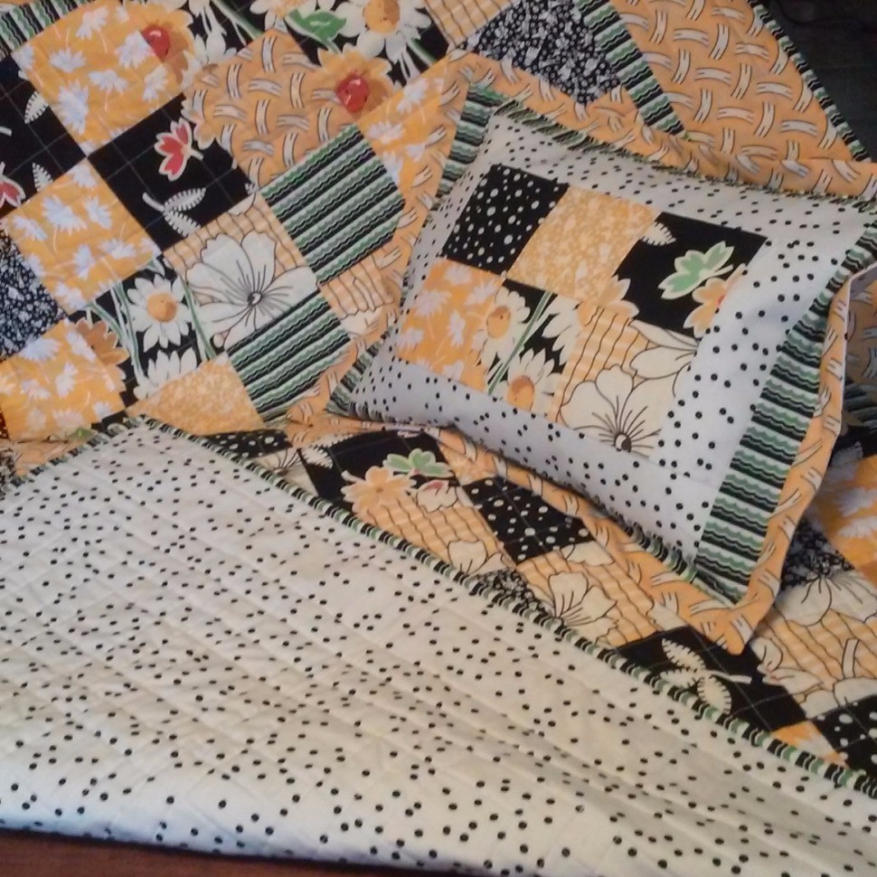Yellow and Black Lap Size Quilt