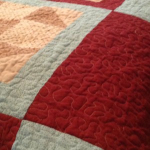 Burgandy and turquose wedding quilt