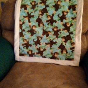 Jenny Doan's self binding baby blanket pattern.