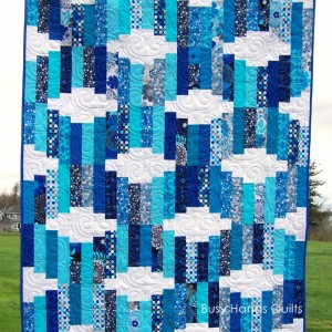 Jelly Roll Waves Lap Quilt in Aquas and Blues