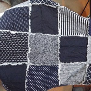 Blue and White Rag Throw