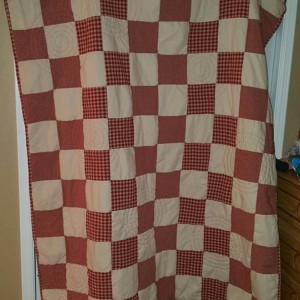 red gingham quilt