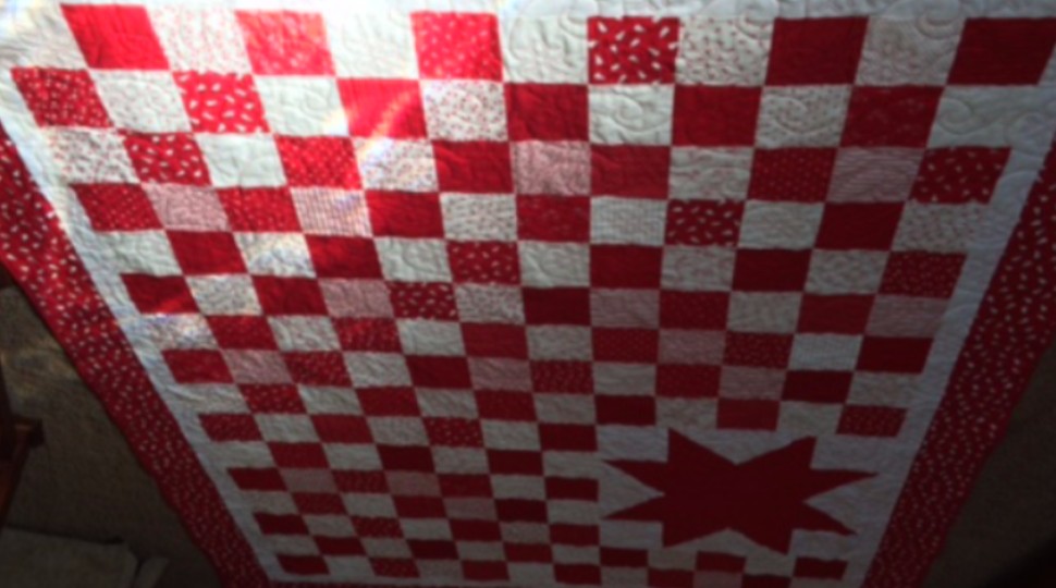 Big Red Star Christmas Quilt and table runner.