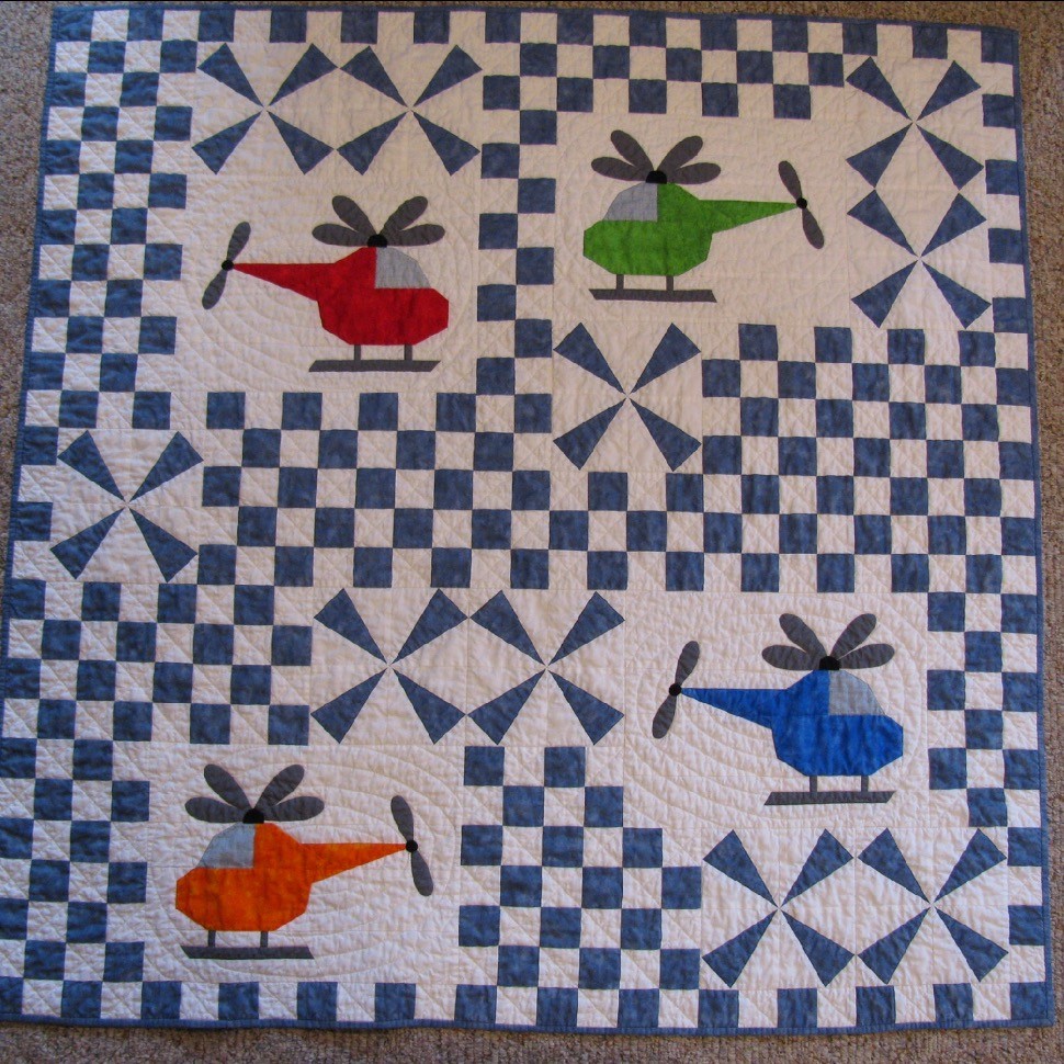 Helicopter Baby Quilt Quiltsby me