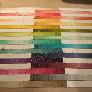Jellyroll rainbow strip quilt 
