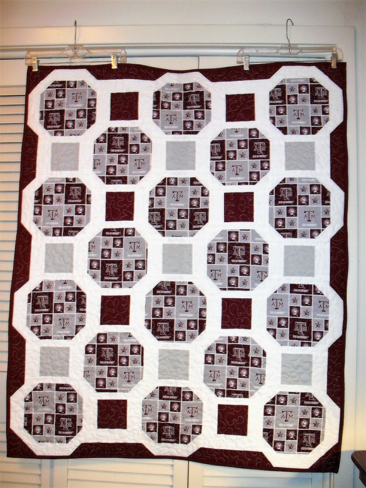 Maroon and White Aggie Quilt