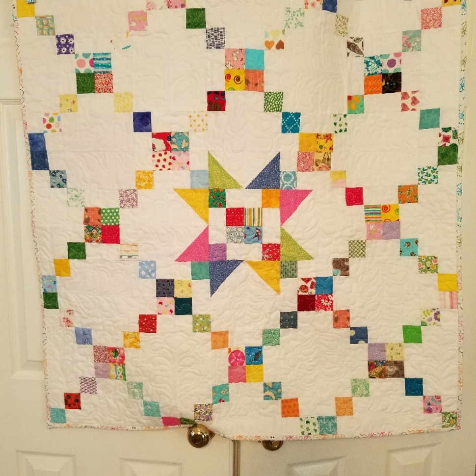 Sawtooth Star and Irish Chain Scrappy Baby Quilt