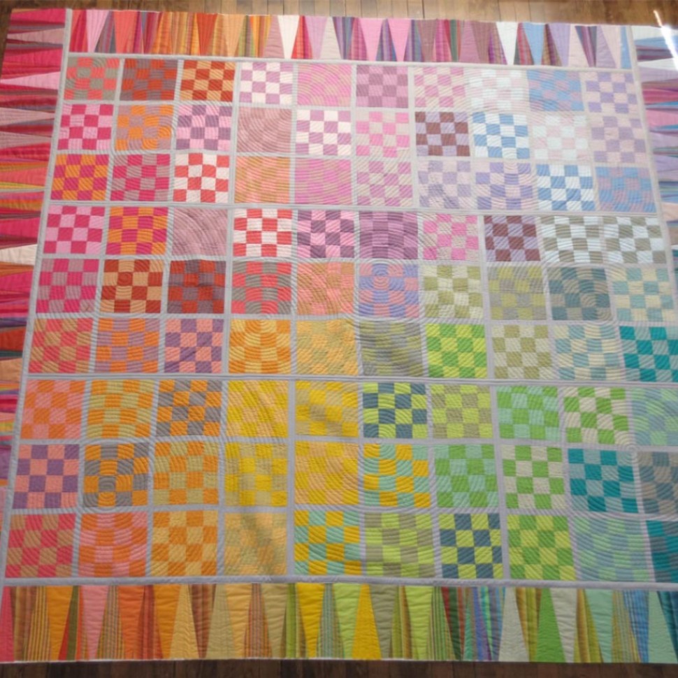 16 patch shot cotton spectrum quilt