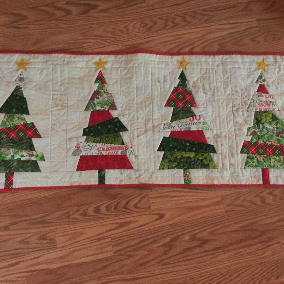 Crazy Christmas Tree Table Runner Quiltsby me