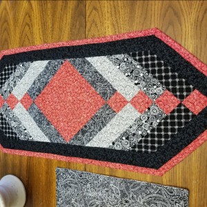 Black, White and Red Scrap Buster Table Runner