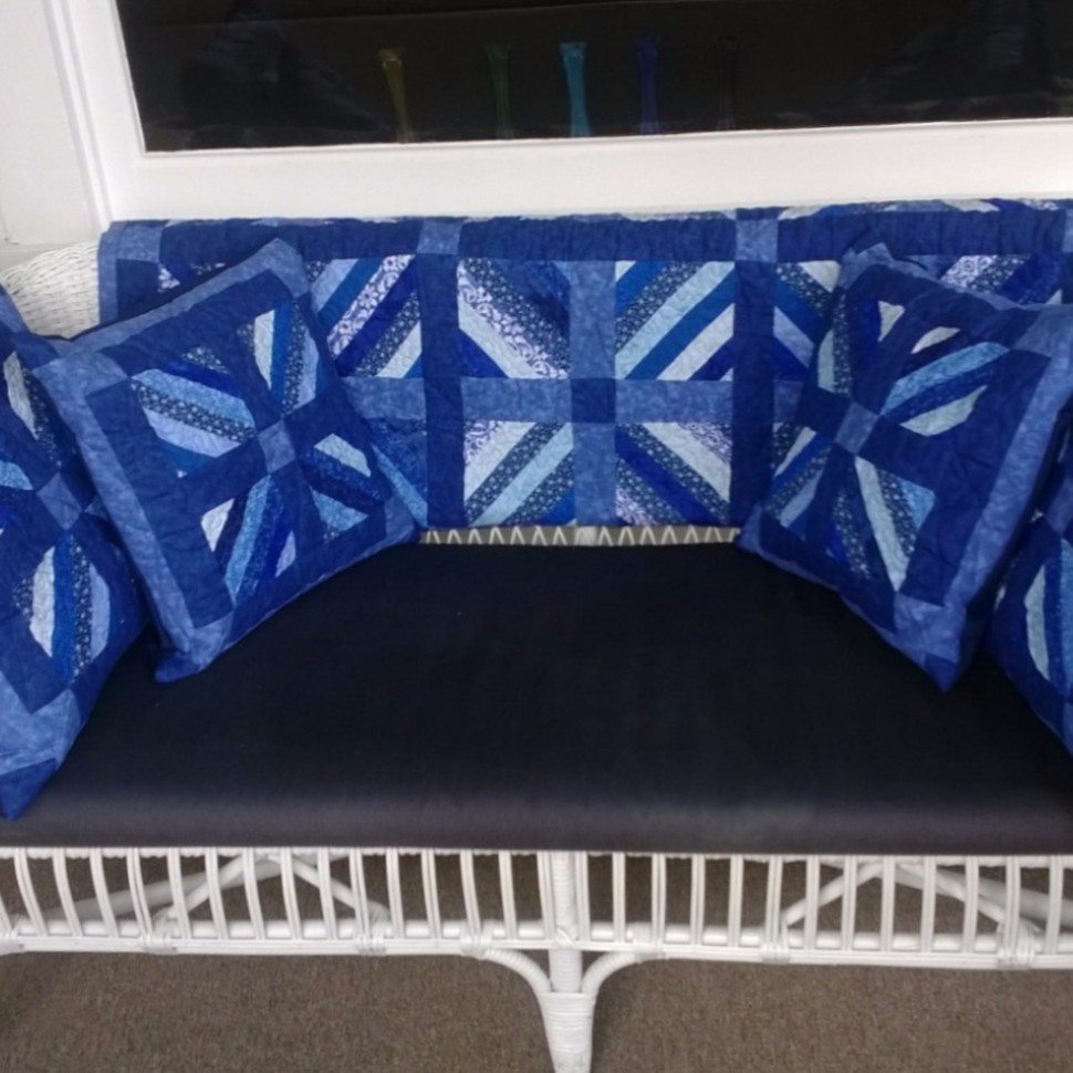 Blue Fires Quilt for my front porch