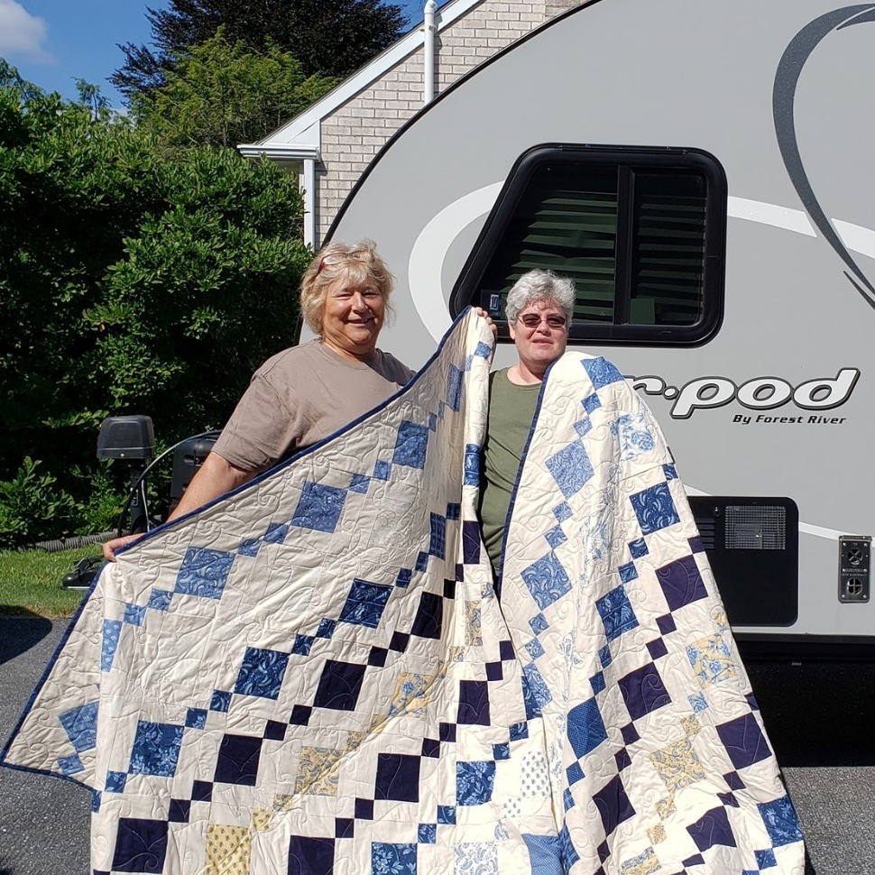Two Chandelier pattern quilts