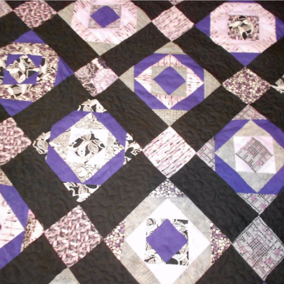 Purple Paper Pieced Quilt King Sized