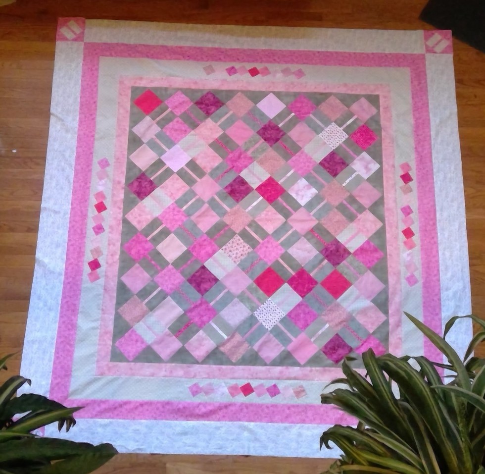 Pink And Gray Ribbons Quilt Quiltsby me