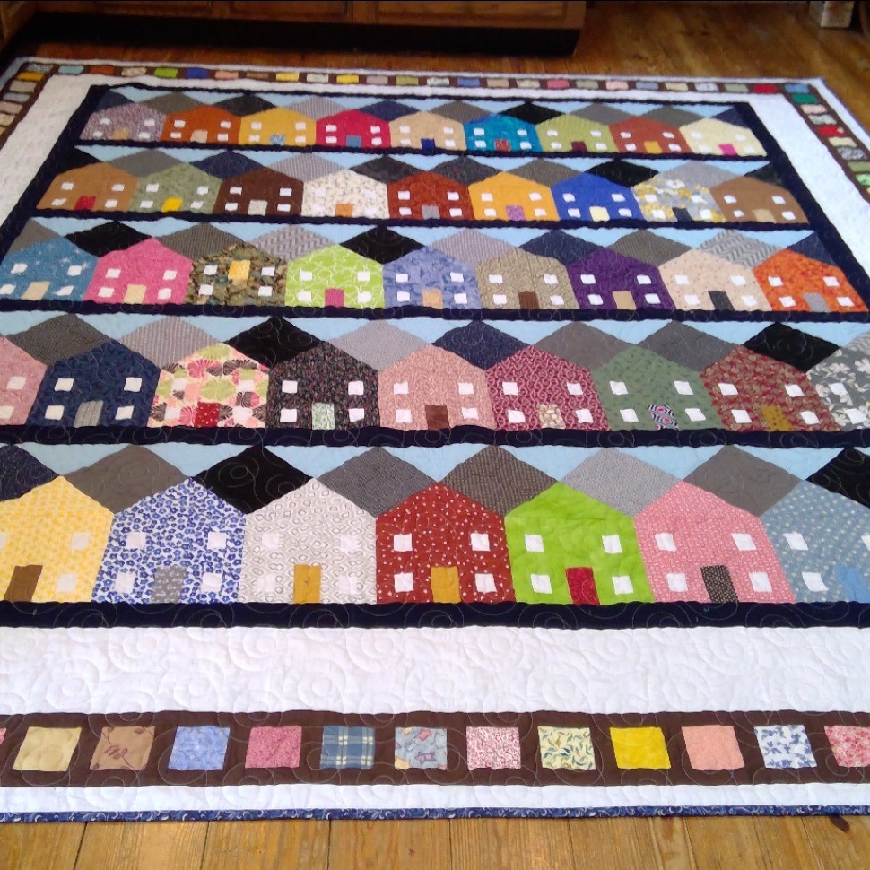 Scrappy Row House quilt