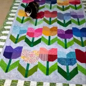 Cottage Tulips (repost) unquilted top