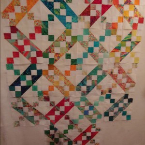Colorful Jacob's ladder quilt blocks