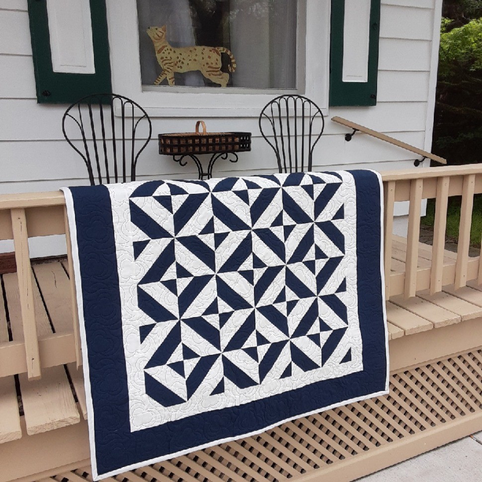 Blue and white baby quilt. SOLD