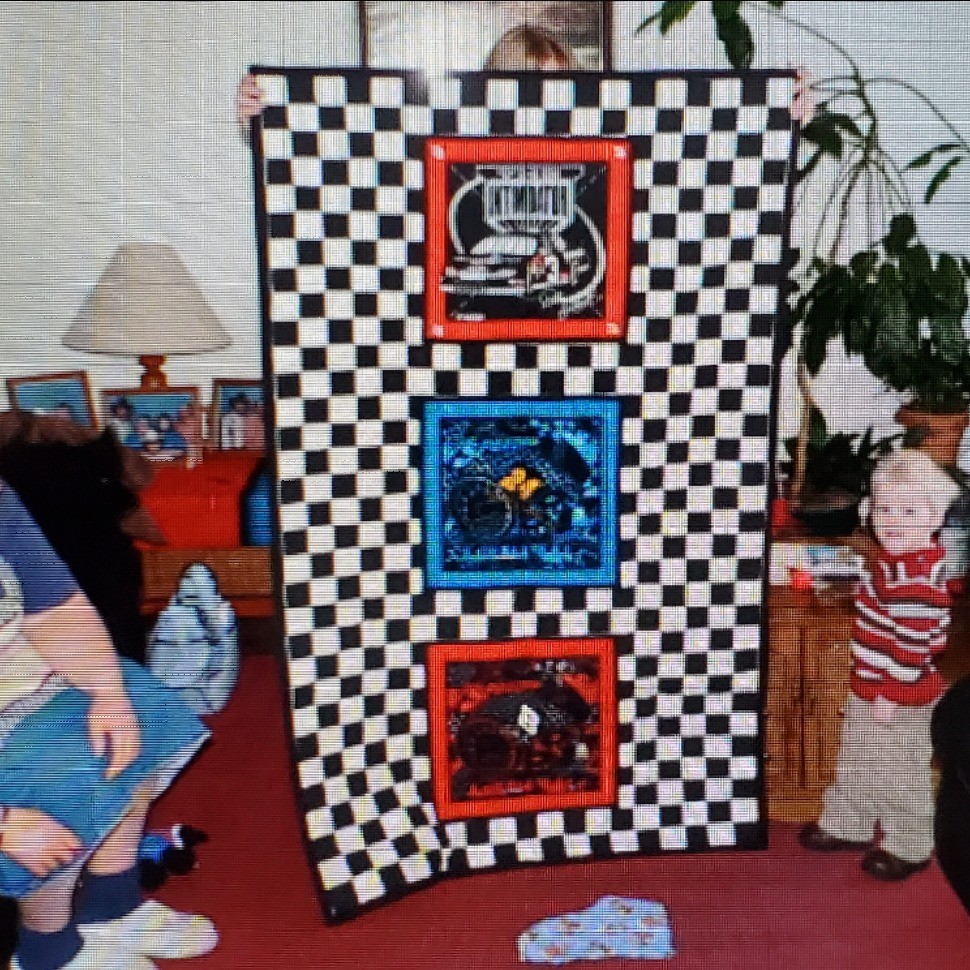 Grandsons Baby Quilt, Race Car Themed Room