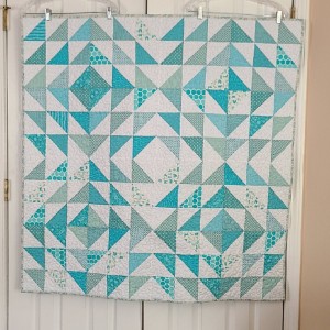 Aqua Half-square Triangle Baby Quilt