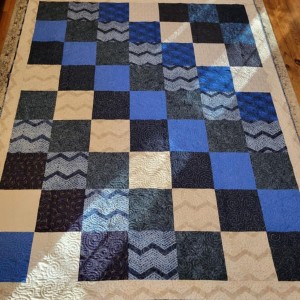 Blue diagonal squares baby quilt