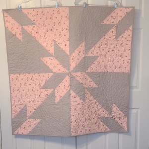 Giant Hunter Square Baby Quilt in Pink/Grey