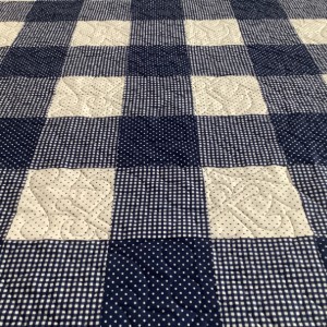 Navy Gingham “Nautical” Baby Quilt