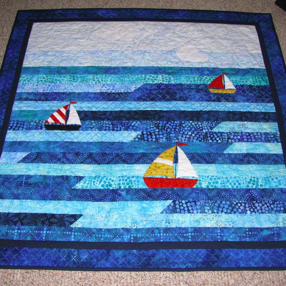 Sailboat Jellyroll Baby Quilt