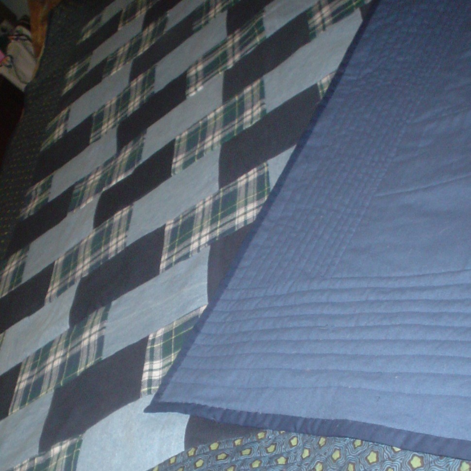 Blue Denim and Flannel Quilt