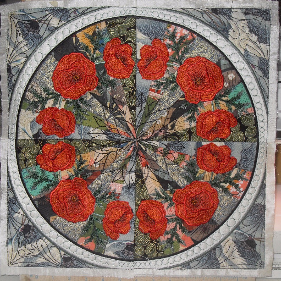 The Royal Oriental Poppies Art Quilt for the fair 