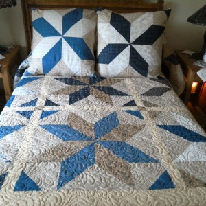My big star quilt with pillows!