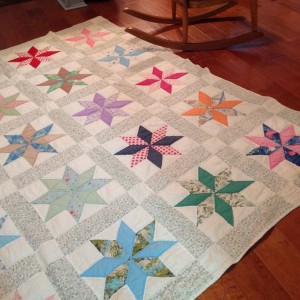 Quilt made from recycled fabric.