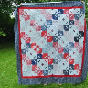Hour Glass Quilt in Red White and Blue